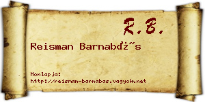 Reisman Barnabás névjegykártya